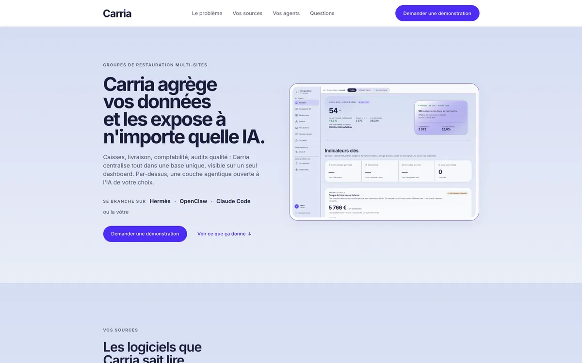 Page d'accueil du site de Carria